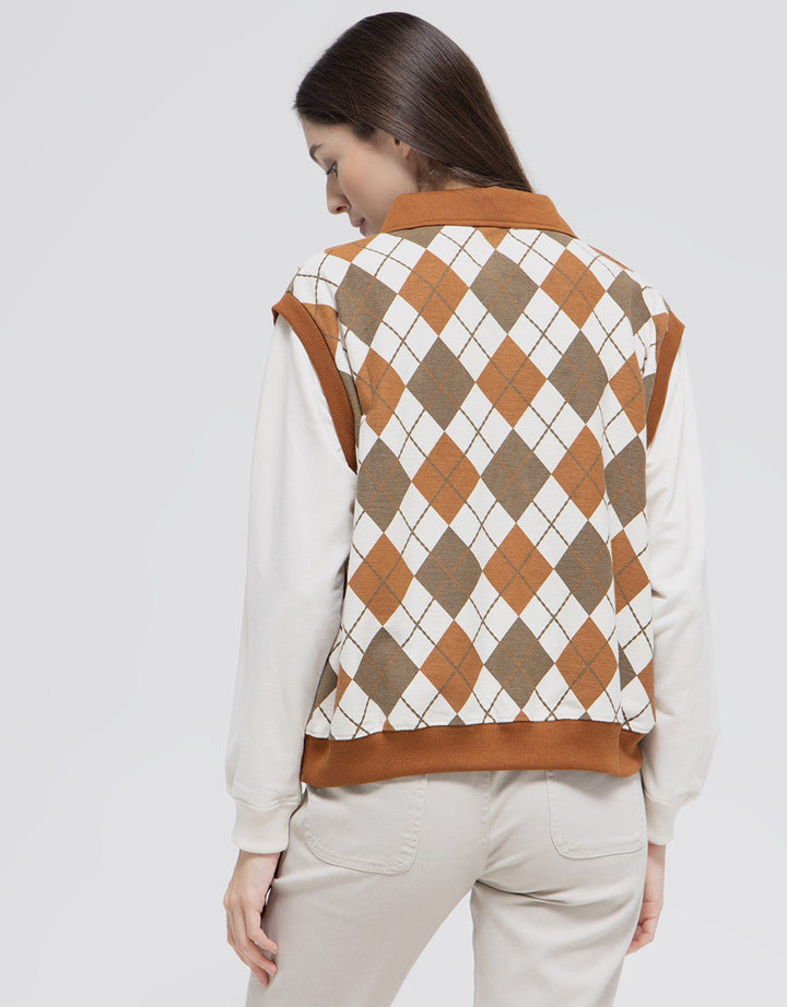 Nevada Sweatshirt Polo Neck Argyle Pattern