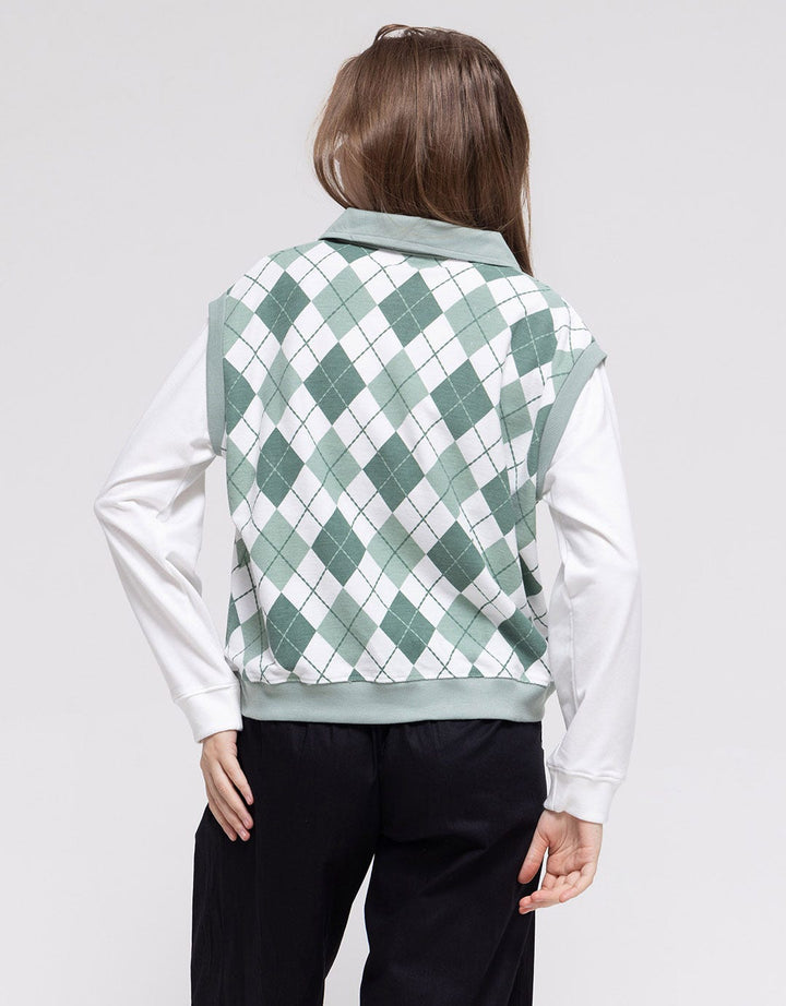 Nevada Sweatshirt Polo Neck Argyle Pattern