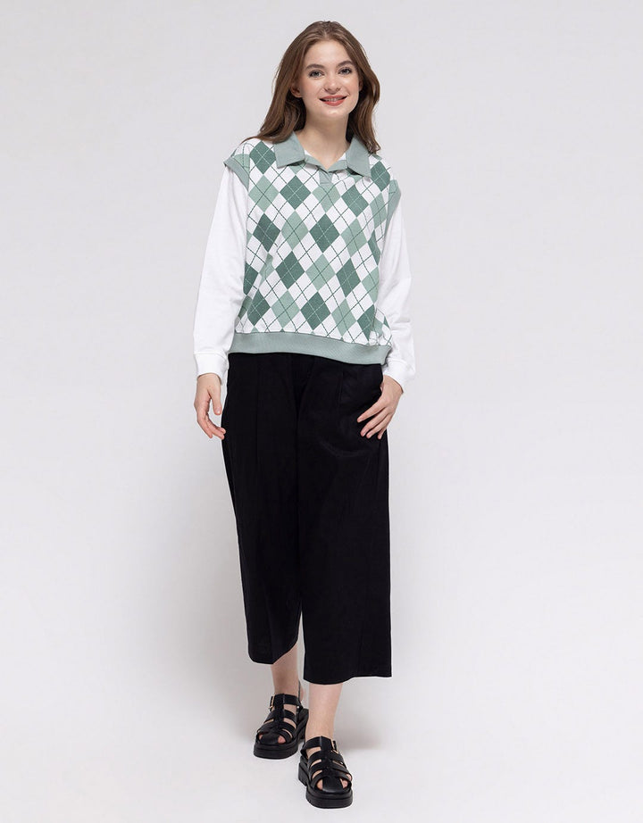 Nevada Sweatshirt Polo Neck Argyle Pattern