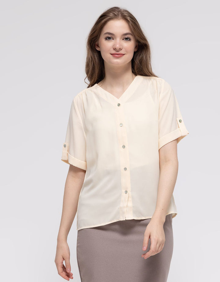Connexion Short Sleeve Shirt Turn Up Cuff Vneck