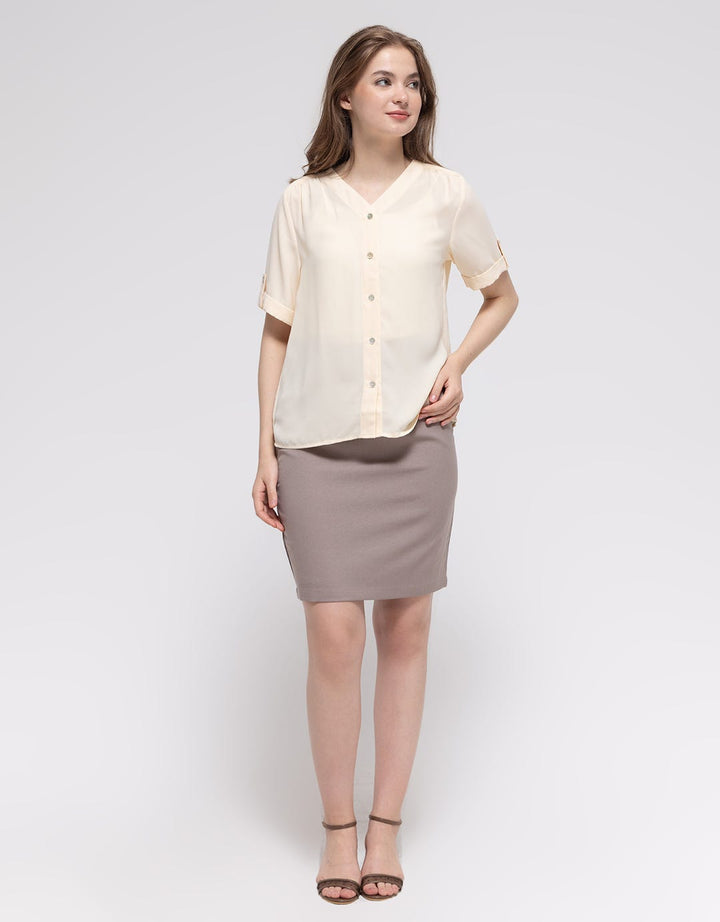 Connexion Short Sleeve Shirt Turn Up Cuff Vneck