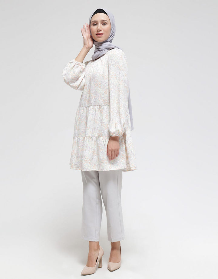 Annisa Long Sleeve Midi Tunic Print Layer