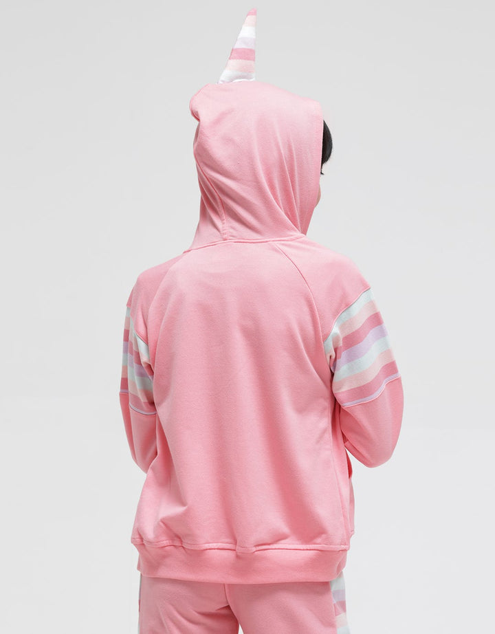 Little M Jacket Hoody Tanduk Kombinasi Salur