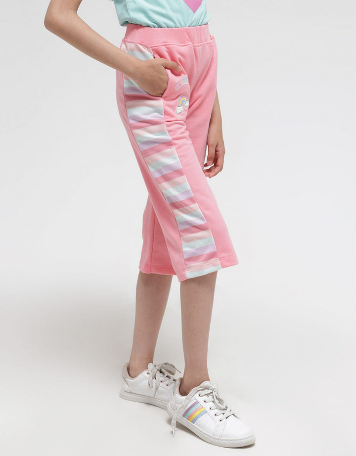 Little M Long Pants Kulot Panjang Kombinasi Salur Aplikasi