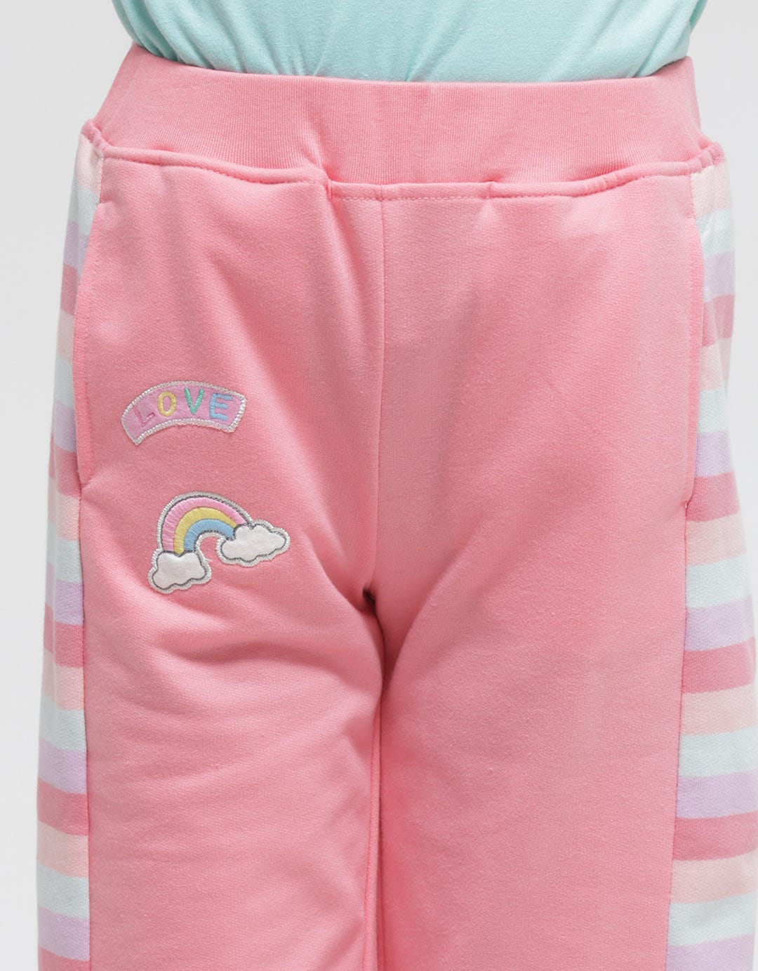Little M Long Pants Kulot Panjang Kombinasi Salur Aplikasi
