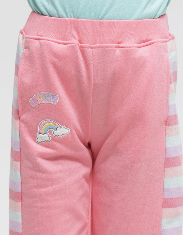 Little M Long Pants Kulot Panjang Kombinasi Salur Aplikasi