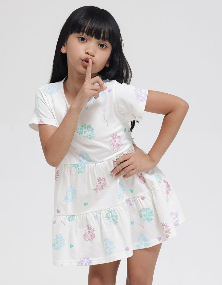 Little M Unicorn Line Midi Dress for Girls