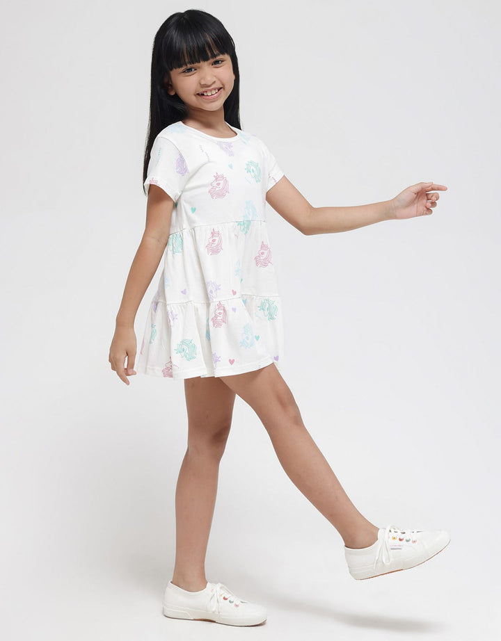 Little M Unicorn Line Midi Dress for Girls