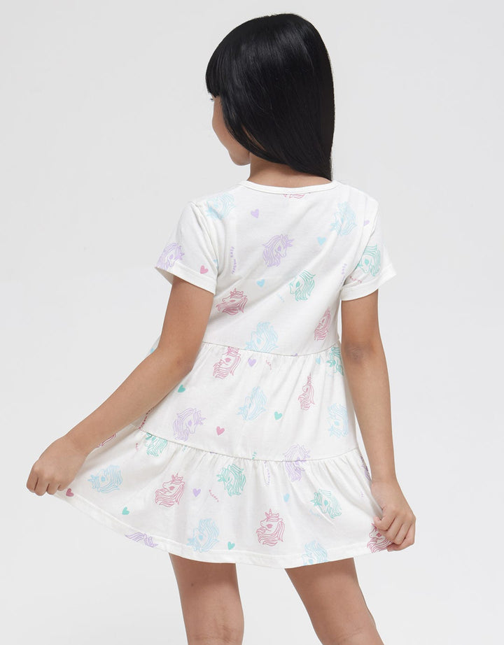 Little M Unicorn Line Midi Dress for Girls
