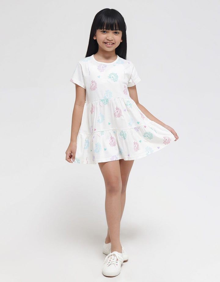 Little M Unicorn Line Midi Dress for Girls