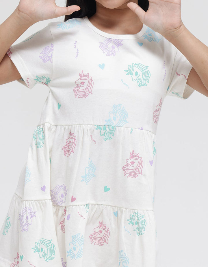 Little M Unicorn Line Midi Dress for Girls