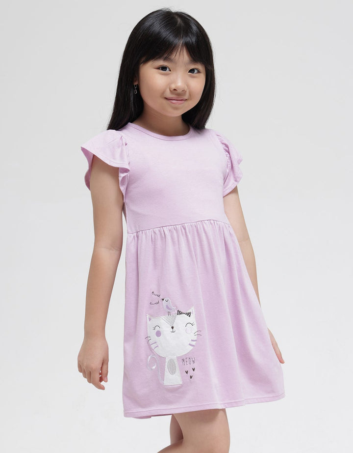 Little M Bordir Cat Midi Dress Anak Perempuan