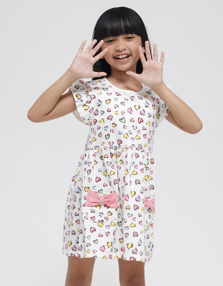 Little M Colorfull Heart Midi Dress for Girls