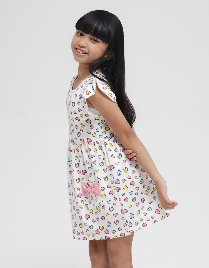 Little M Colorfull Heart Midi Dress for Girls
