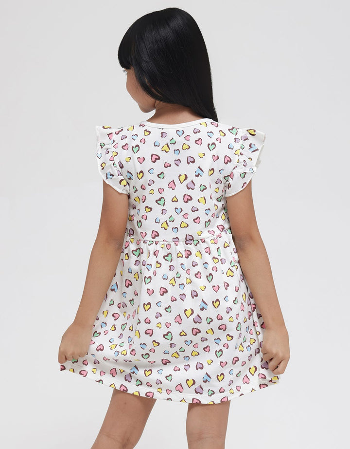 Little M Colorfull Heart Midi Dress for Girls