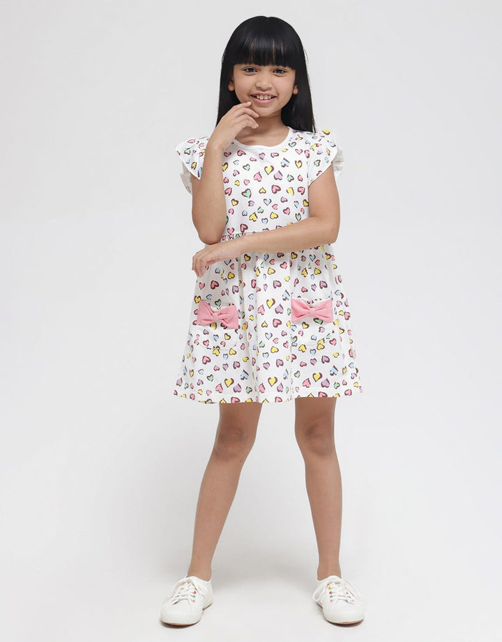 Little M Colorfull Heart Midi Dress for Girls