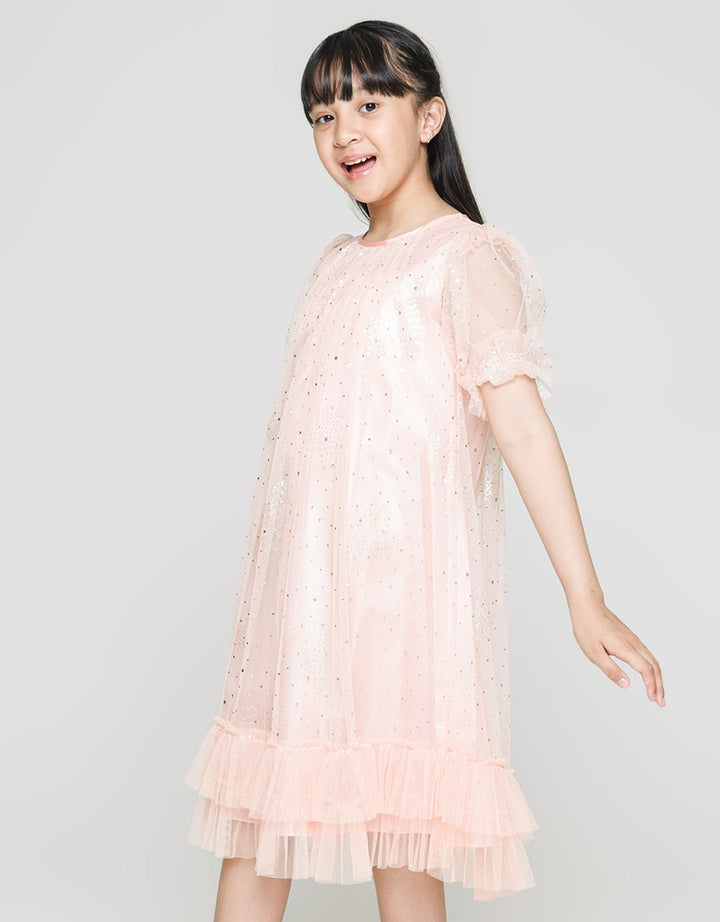 Sweet Miss Short Sleeve Midi Dress Tile Tangan Geber Gliter