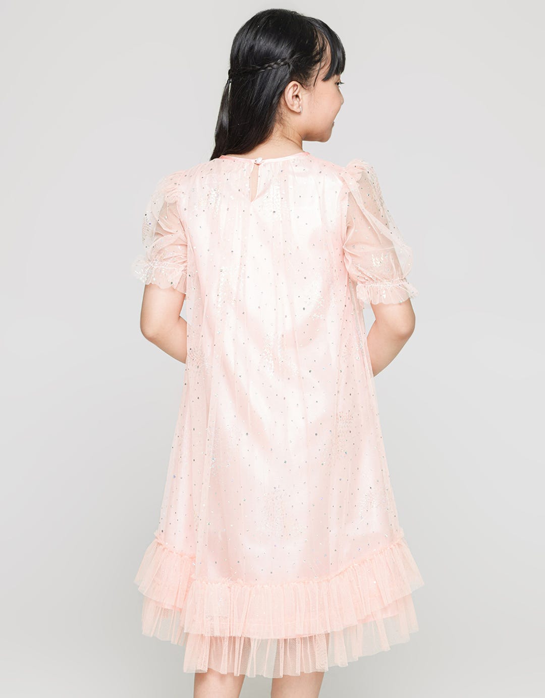 Sweet Miss Short Sleeve Midi Dress Tile Tangan Geber Gliter