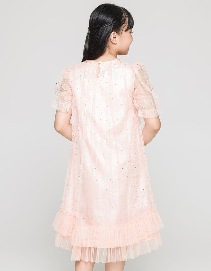 Sweet Miss Short Sleeve Midi Dress Tile Tangan Geber Gliter