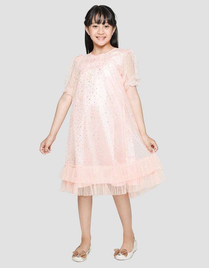 Sweet Miss Short Sleeve Midi Dress Tile Tangan Geber Gliter
