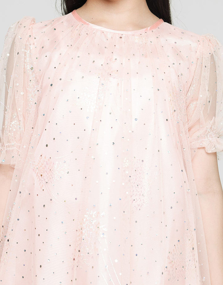 Sweet Miss Short Sleeve Midi Dress Tile Tangan Geber Gliter