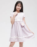 Sweet Miss Short Sleeve Midi Dress Floral Stripes Side Pockets