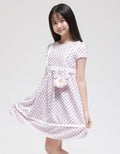 Sweet Miss Short Sleeve Midi Dress Floral Stripes Side Pockets