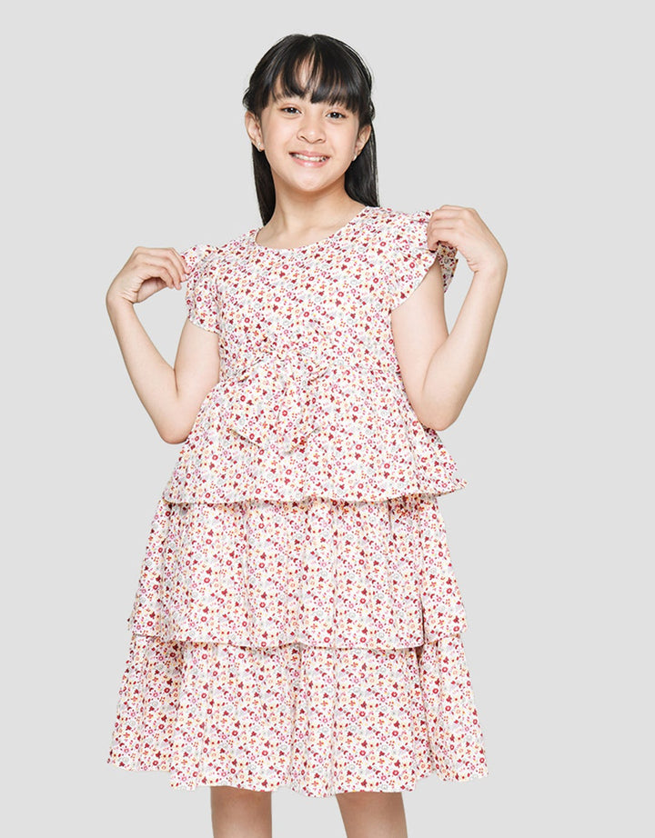 Sweet Miss Short Sleeve Midi Dress Susun 3 Geber Pita Pinggang