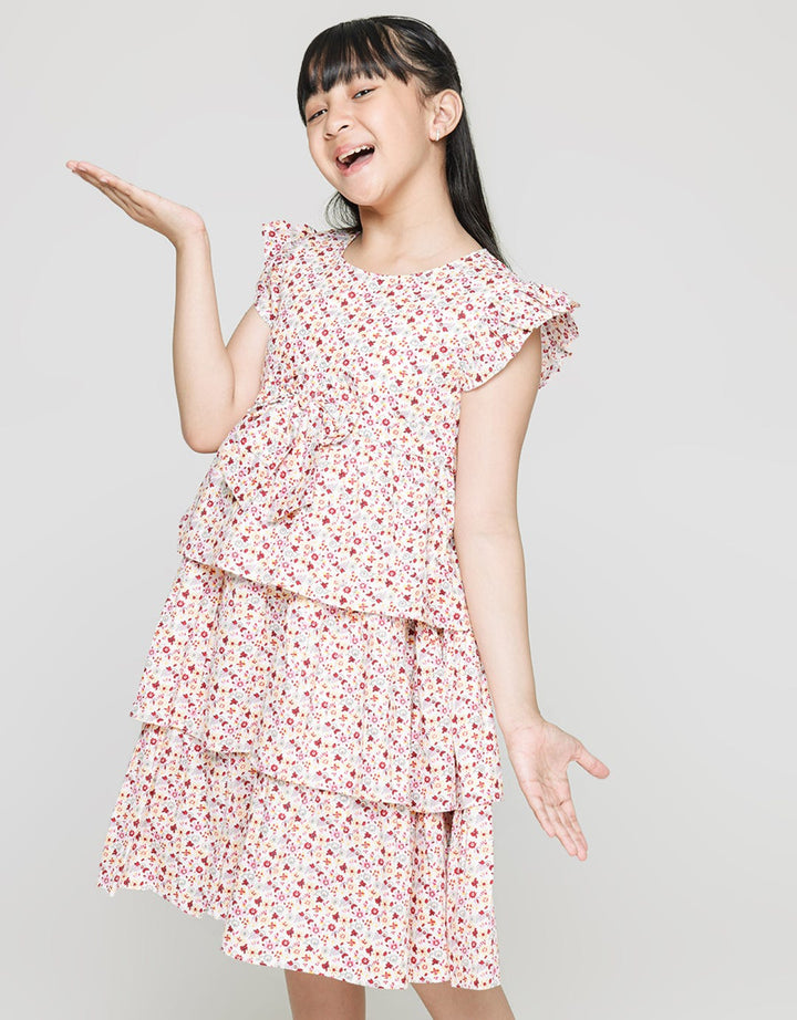 Sweet Miss Short Sleeve Midi Dress Susun 3 Geber Pita Pinggang