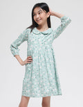 Sweet Miss Long Sleeve Ruffled Round Neck Floral Midi Dress