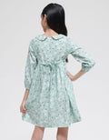 Sweet Miss Long Sleeve Ruffled Round Neck Floral Midi Dress