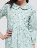 Sweet Miss Long Sleeve Ruffled Round Neck Floral Midi Dress