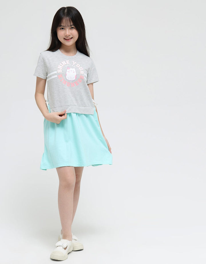 Nevada Short Sleeve Midi Dress Tali Pinggang Print Glitter