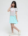 Nevada Short Sleeve Midi Dress Tali Pinggang Print Glitter