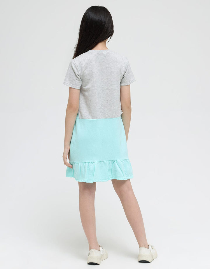 Nevada Short Sleeve Midi Dress Tali Pinggang Print Glitter