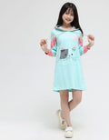 Nevada Long Sleeve Midi Dress Hoodie Pocket Print Cat