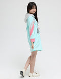 Nevada Long Sleeve Midi Dress Hoodie Pocket Print Cat