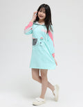 Nevada Long Sleeve Midi Dress Hoodie Pocket Print Cat