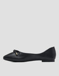 Connexion Ribbon Pointy Ballerina Flat Shoes Wanita