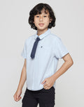 Little M Short Sleeve Shirt Solid Tie Kurta Material