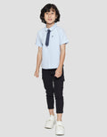 Little M Short Sleeve Shirt Solid Tie Kurta Material