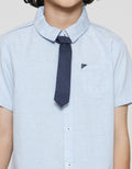 Little M Short Sleeve Shirt Solid Tie Kurta Material