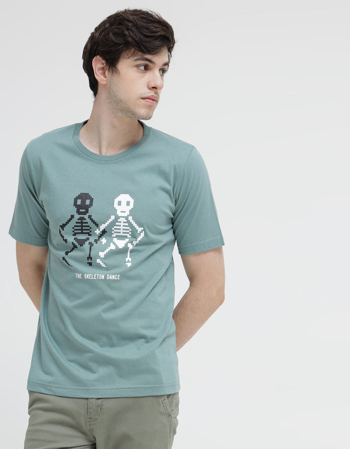 T Zone Short Sleeve T-Shirt Theme Pixel Art Skull