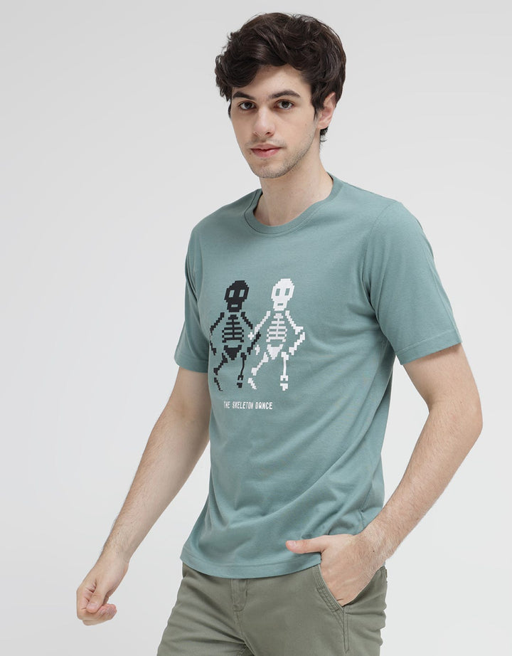 T Zone Short Sleeve T-Shirt Theme Pixel Art Skull