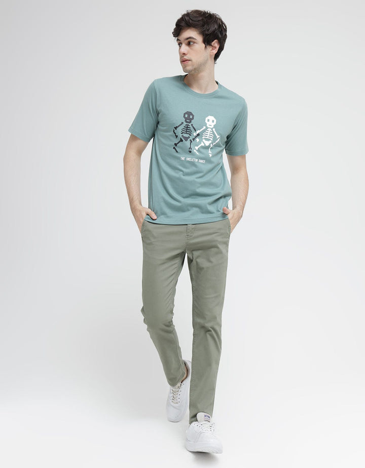 T Zone Short Sleeve T-Shirt Theme Pixel Art Skull