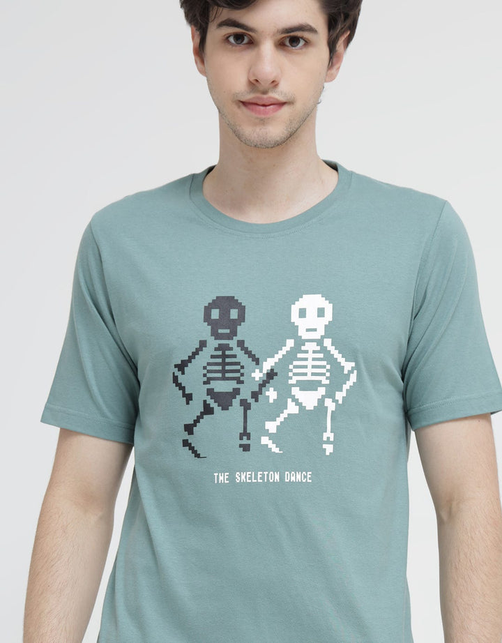 T Zone Short Sleeve T-Shirt Theme Pixel Art Skull