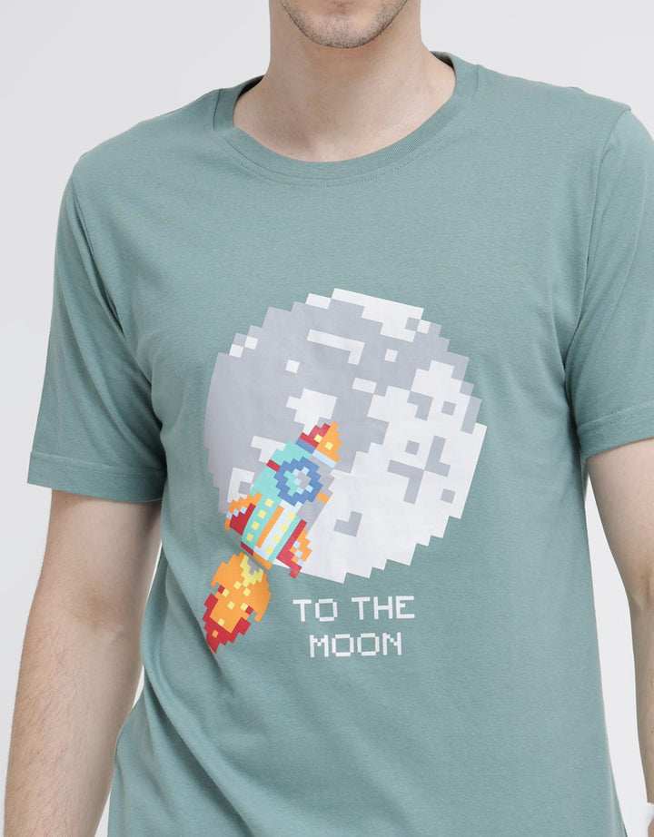T Zone Short Sleeve T-Shirt Print Theme Pixel Art - Rocket