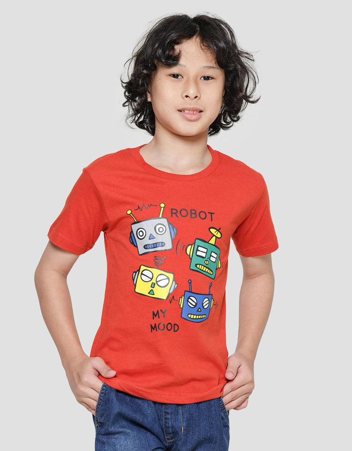 Little M Kaos Lengan Pendek Anak Laki-laki Print Robot Moods