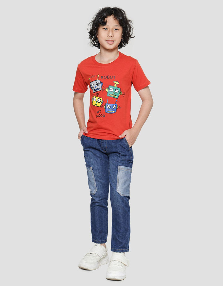 Little M Kaos Lengan Pendek Anak Laki-laki Print Robot Moods