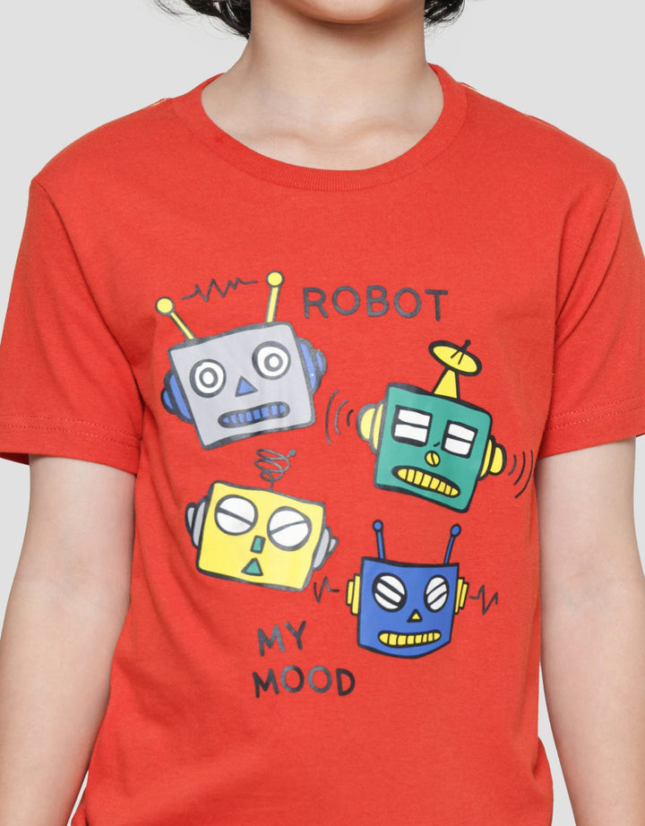 Little M Kaos Lengan Pendek Anak Laki-laki Print Robot Moods